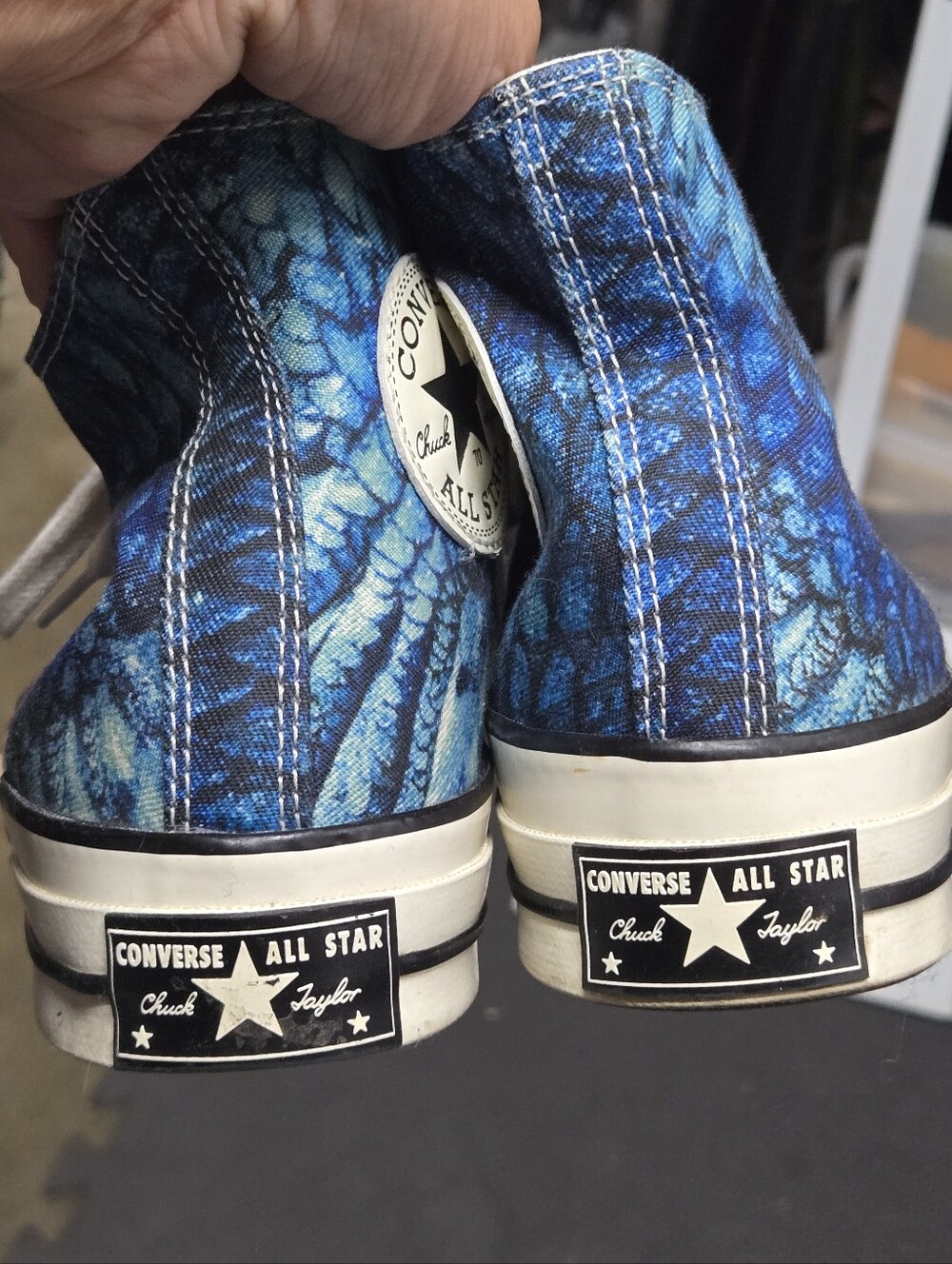 Converse High Top Snakeskin Print Bkue Tone Shoes Sneakers Men 5 Women 7 - Picture 6 of 9